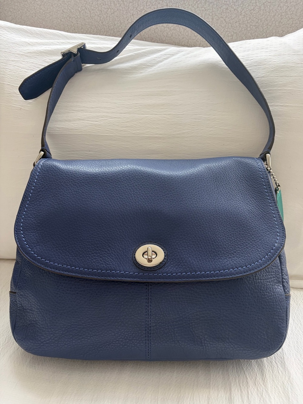 Blue Teal Lined Coach City Bag from 1996